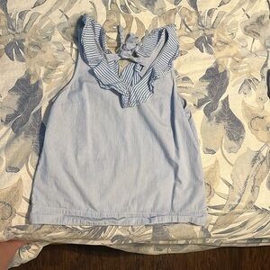 Blue and white blouse with bow